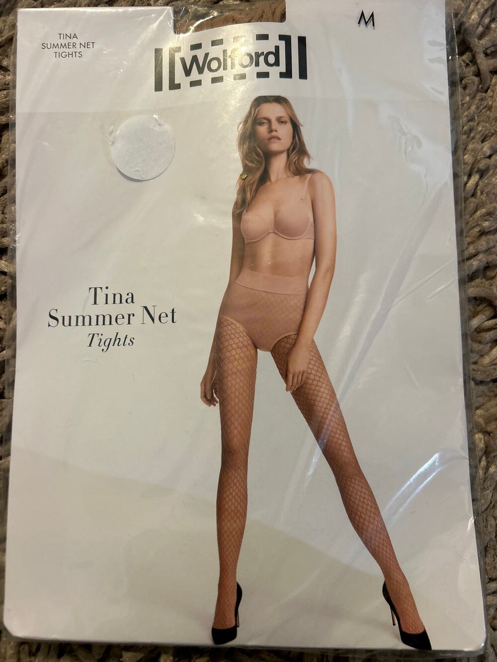 WOLFORD Tina Summer Net Tights Fishnet Nude Size Medium M Gobi New w Package NWT